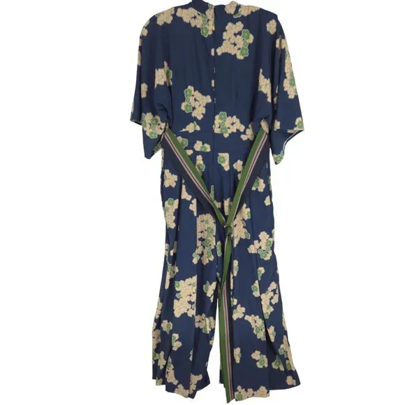 eshakti Wide Leg Jumpsuit Floral Plunge Neckline Kimono style ESTIMATED SIZE M - Picture 5 of 16